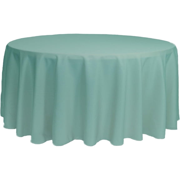 - 132 Inch Round Premium Polyester Tablecloth - Robin Egg, Linen Table Cloth for Standard Round Tables