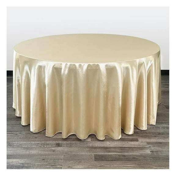 132 Inch Round Tablecloth Champagne - 6ft Banquet Table Linens, Wedding Party Decor
