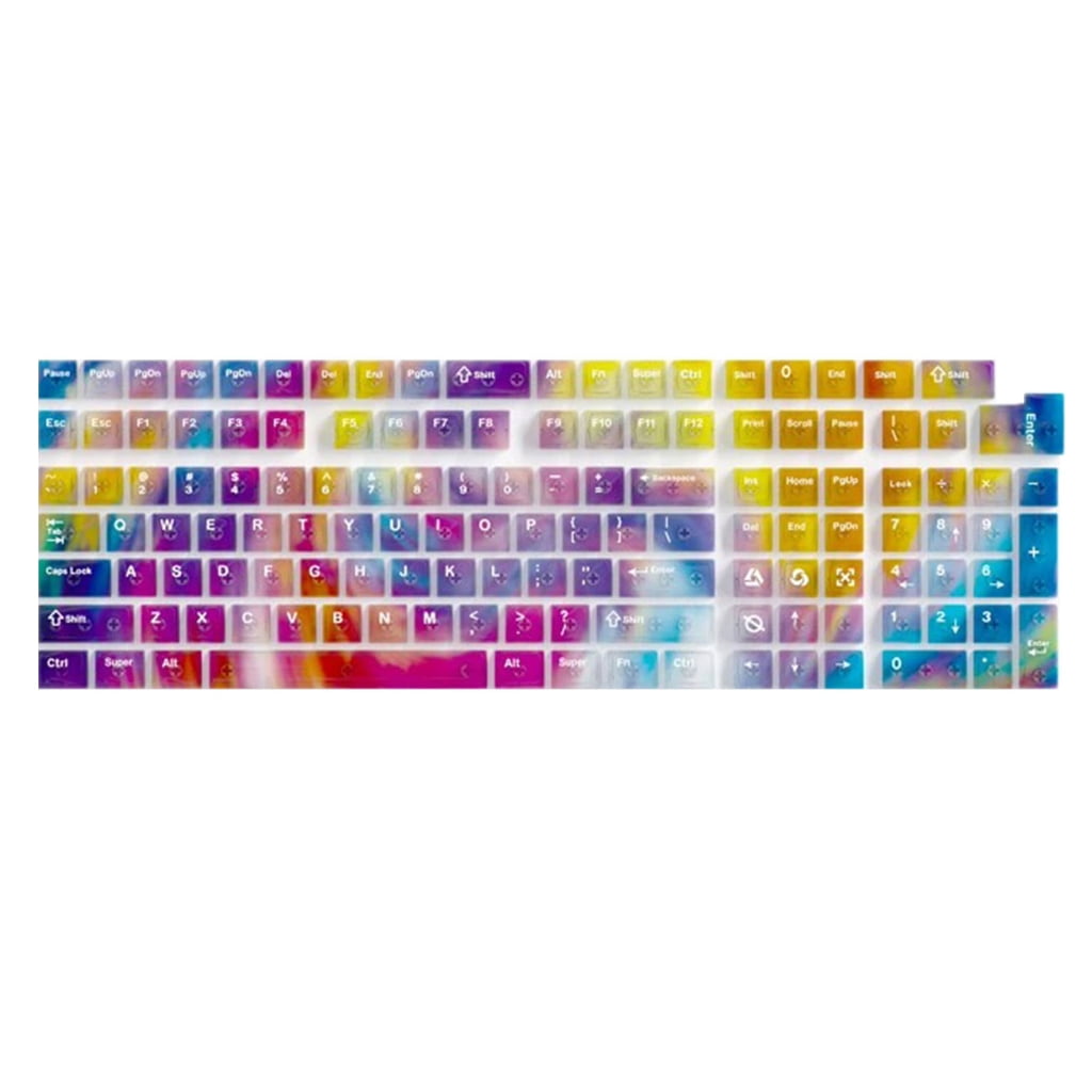 132 Rainbow Colored Keycaps PC Shine Through Design Ergonomic Typing Experience For Gaming Keyboards
