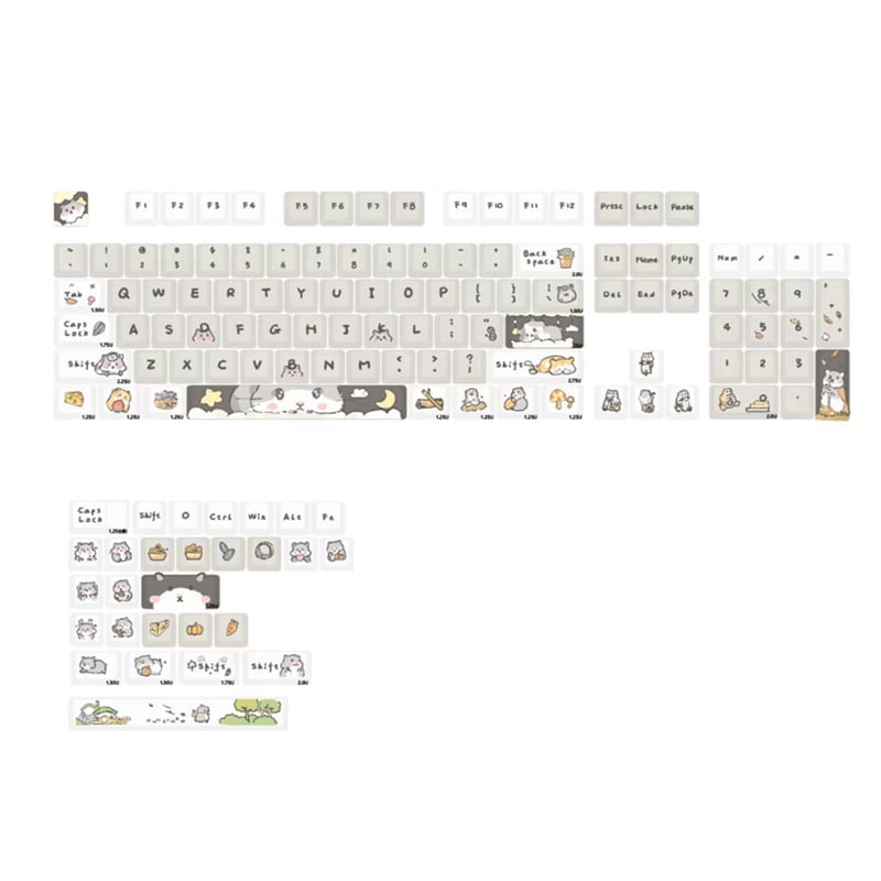 132 Keys Cute Mouse Theme Keycaps XDA Profile Key Caps English for 61/64/68/84/87/96/98/104 Mechanical Keyboard Keycaps