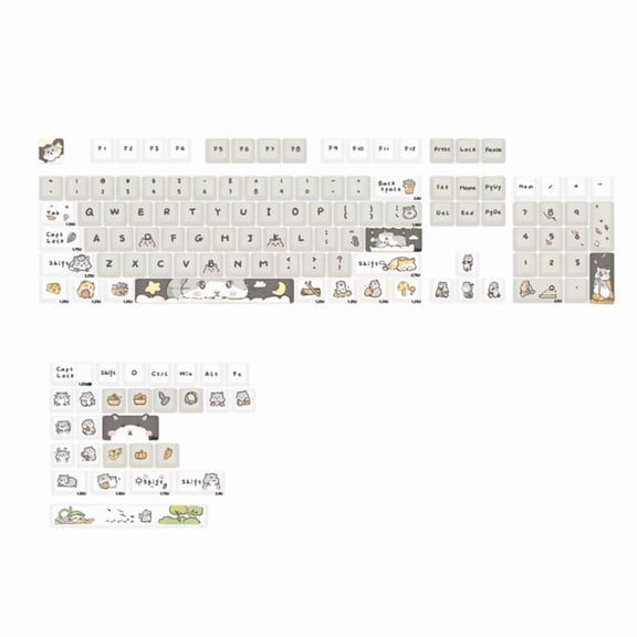 132 Keys Cute Mouse Theme Keycaps XDA Profile Key Caps English for 61/64/68/84/87/96/98/104 Mechanical Keyboard Keycaps