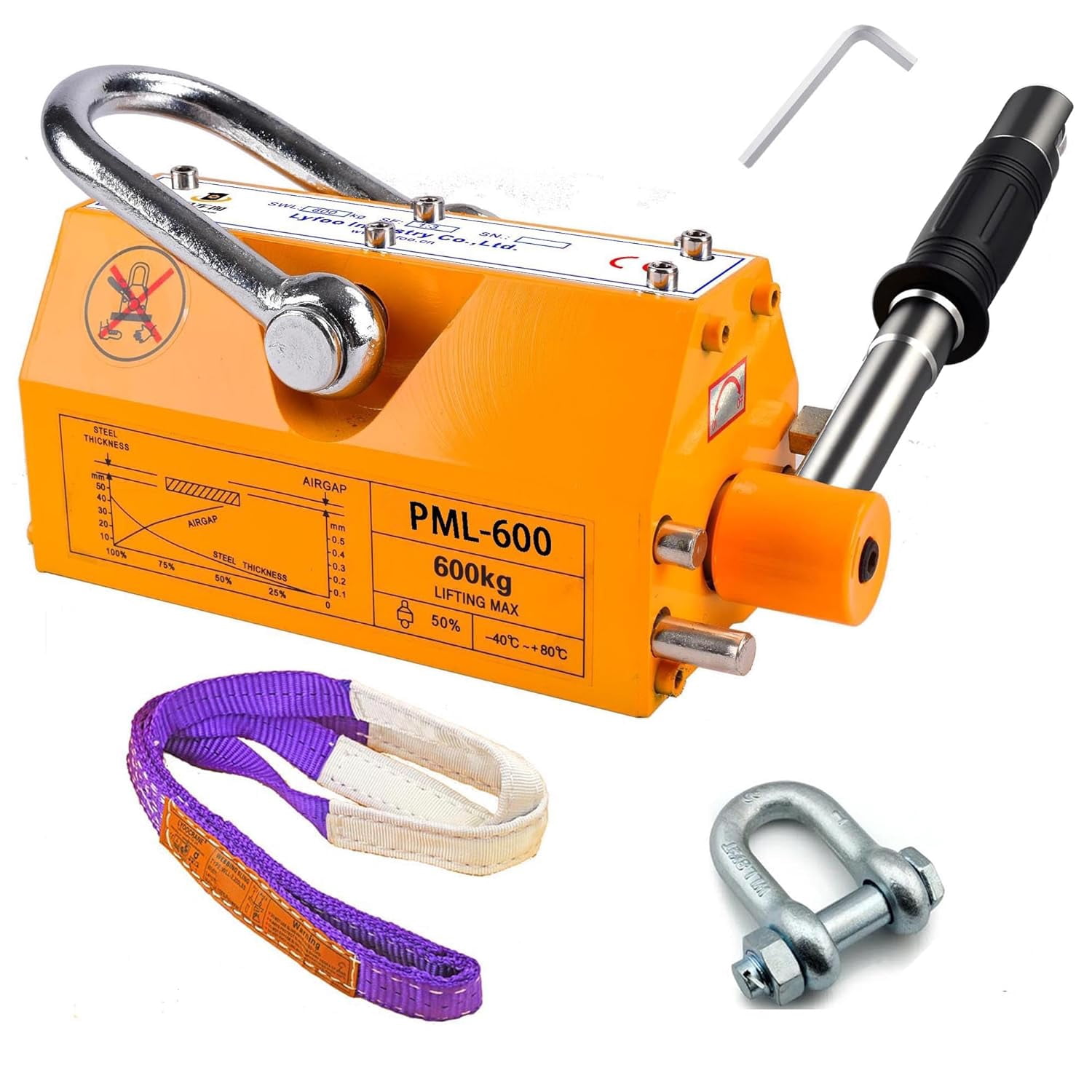 1320 Lbs/600 kg Magnetic Lifter Kit 1:3 Safety Factor Heavy Duty ...