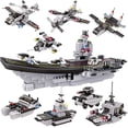 thumbnail image 1 of 1320 Pieces Aircraft Carrier Building Blocks Set, Military Battleship Model Toy with Army Car, Helicopter & Boat, Military Toys Gift for Kids Boys Girls Age 6-12, 1 of 7