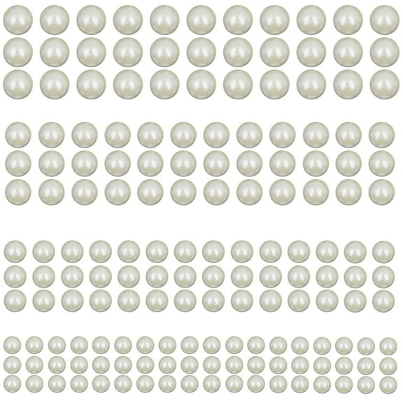 1320 Pieces Pearl Stickers, DaKuan 4 Size White Flat Back Pearls Sticker for Face Beauty Makeup Nail Art Cell Phone DIY Craft Home Decoration (3mm, 4mm,5mm ,6mm)
