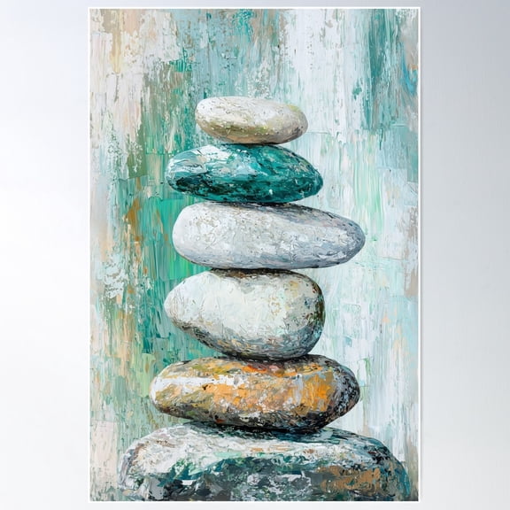 1320 Stones Stacking Poster Wall Art Modern Wall Decor For Living Room Bedroom