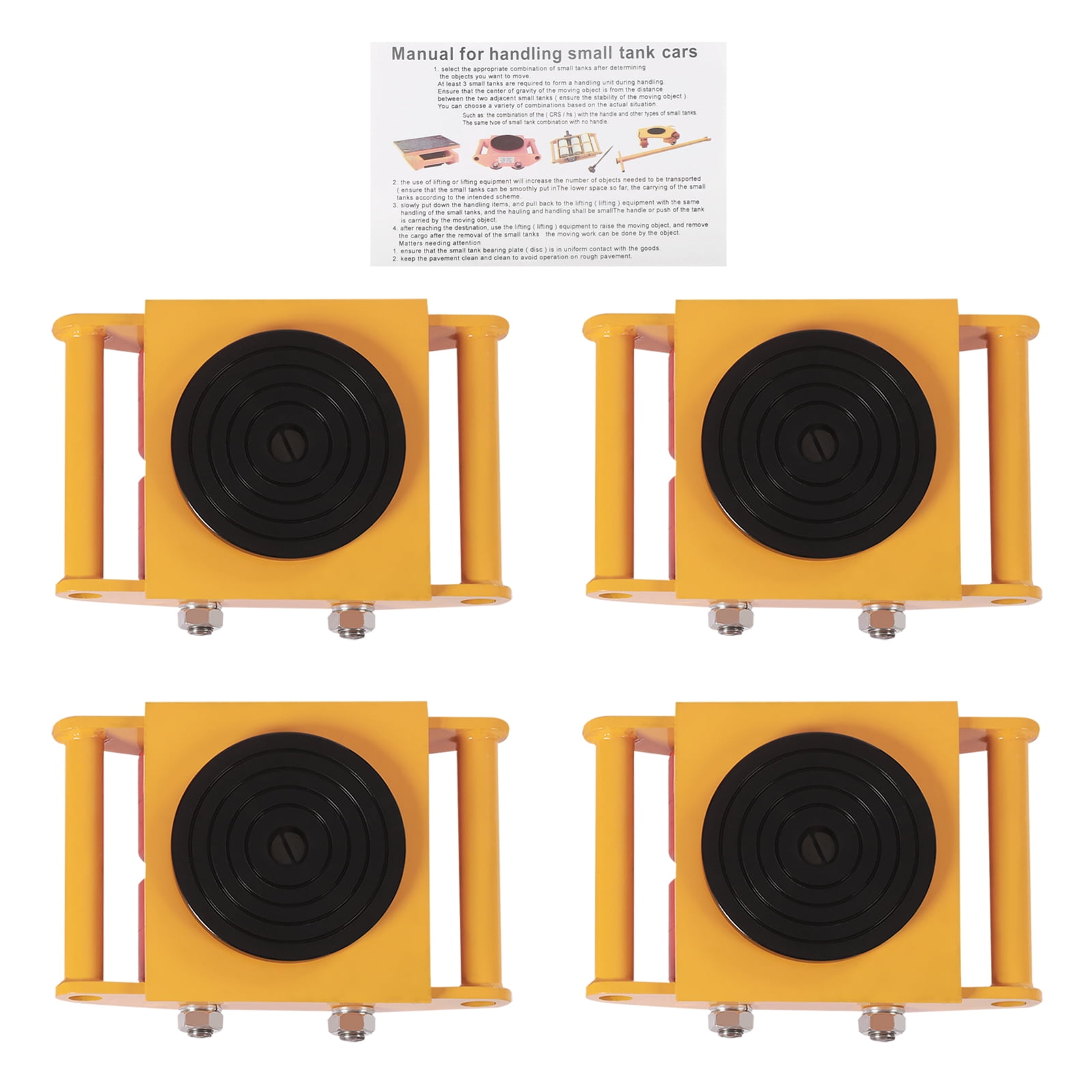 13200lb 6T Heavy Duty Machine Dolly Skate Machinery Roller Mover Cargo Trolley 4pcs