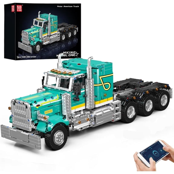 13201 Semi Truck Building Set, Flatbed Truck Toy with 3 Motors, Collectible Car Model to Build and Display, Buildable Gifts for Adult (2064 Pieces)