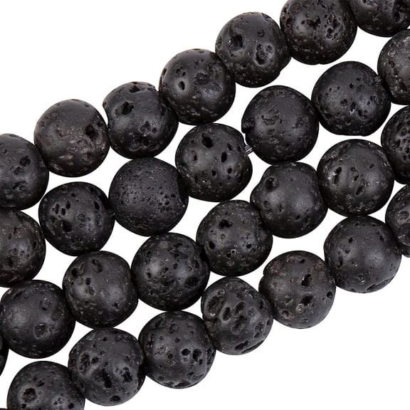 1320pcs (20 Strands) 6mm Natural Lava Beads Black Lava Beads Oil Diffuser Beads Bead Strand Round Gemstone Loose Beads Energy Beads for Jewelry Making