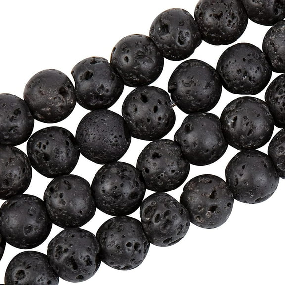 1320pcs (20 Strands) 6mm Natural Lava Beads Black Lava Beads Oil Diffuser Beads Bead Strand Round Gemstone Loose Beads Energy Beads