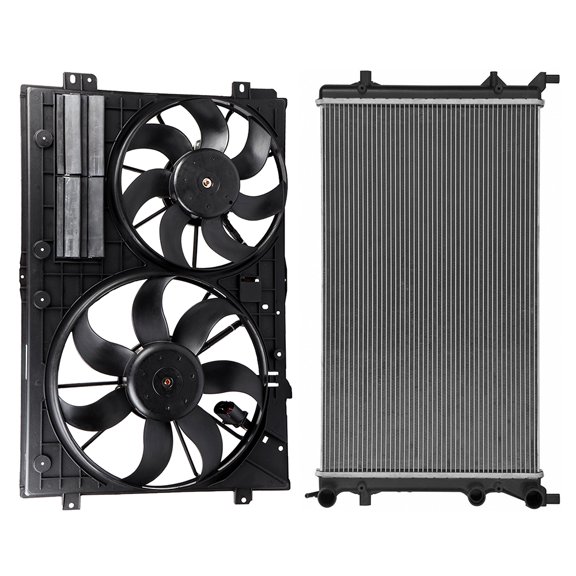 13215 Radiator with 1K0959455DL Cooling fan Compatible with 2013-2014 for Volkswagen Beetle 2011-2012 for Volkswagen Jetta Engine Radiator replace 13215