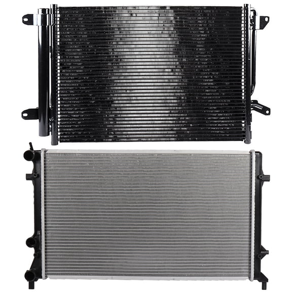 13215 Radiator and 3889 AC Condenser Compatible with 2013-2014 for Volkswagen Beetle 2011-2015 for Volkswagen Jetta Engine Radiator replace 13215