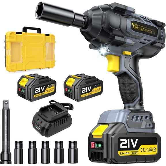 1328Ft-lbs (1800N.m) Wrench Cordless, 1/2" Brushless High Torque , 4-Speed Power Wrenches with 2 X 4000mAh & Full Accessory Kit for Mechanics/ Repair