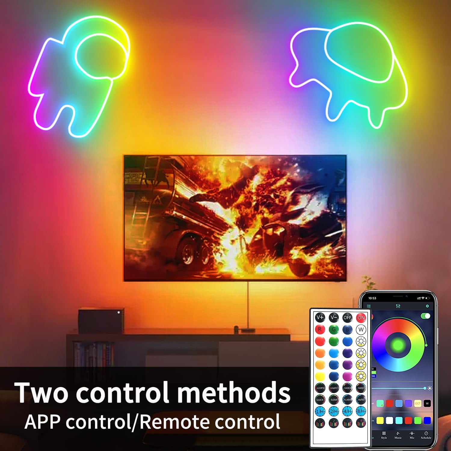 132FT LED Neon Lights Strip RGB Flexible Rope Light with App Remote ...