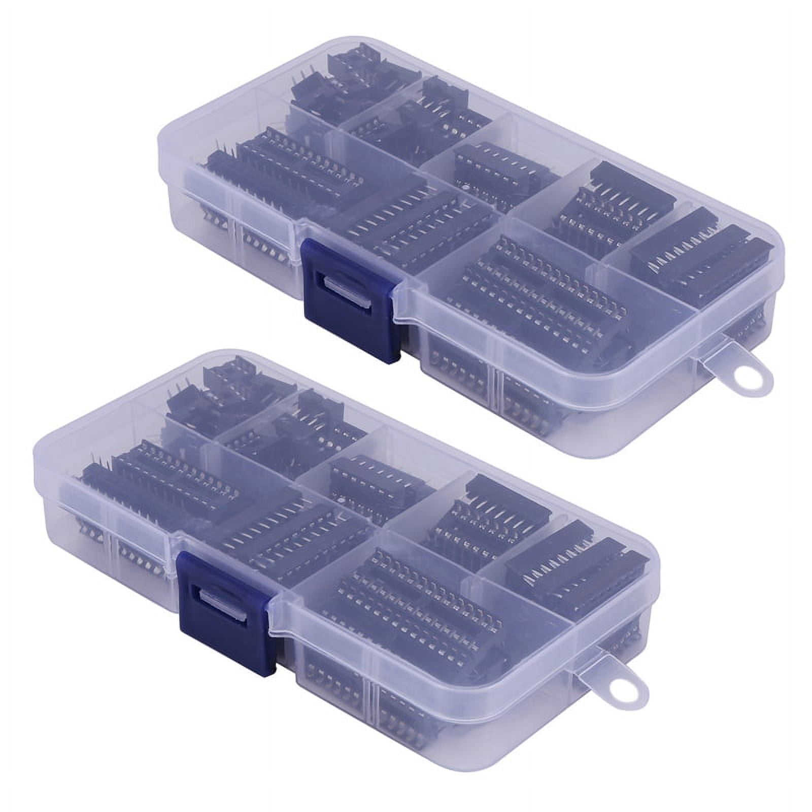 132Pcs DIP IC Sockets Adaptor Solder Type Socket Kit 6,8,14,16,18,20,24 ...