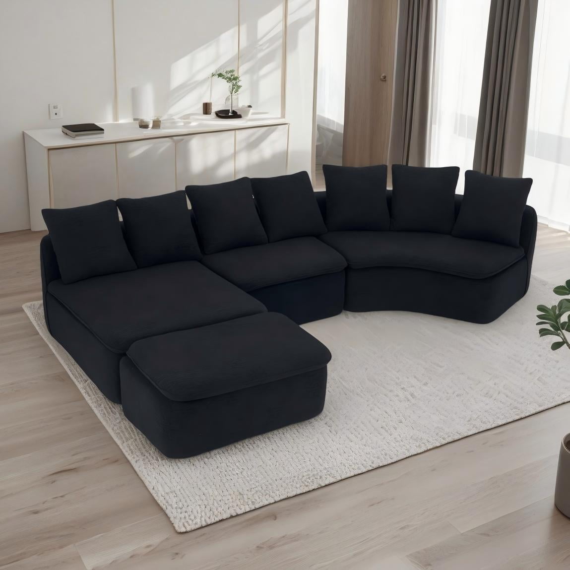 Module Section Sofa 133'' Modular U-Shaped Sectional Compression Sofa with Removable ...