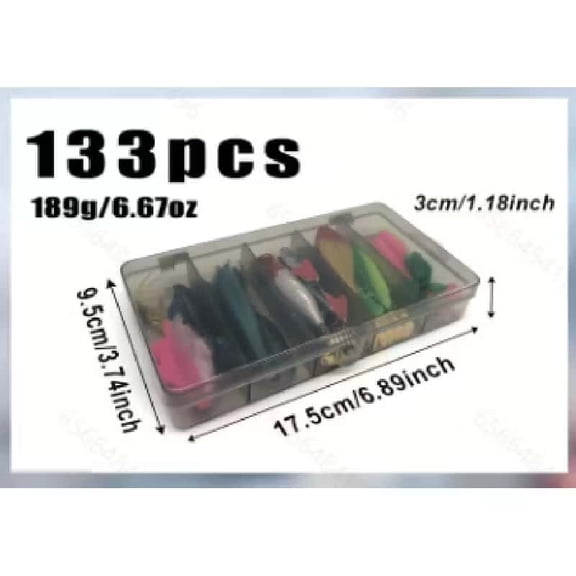 133 Piece Freshwater Beginner Fishing Kit with Spinner Baits Jigs Sinkers Hooks and Storage Box