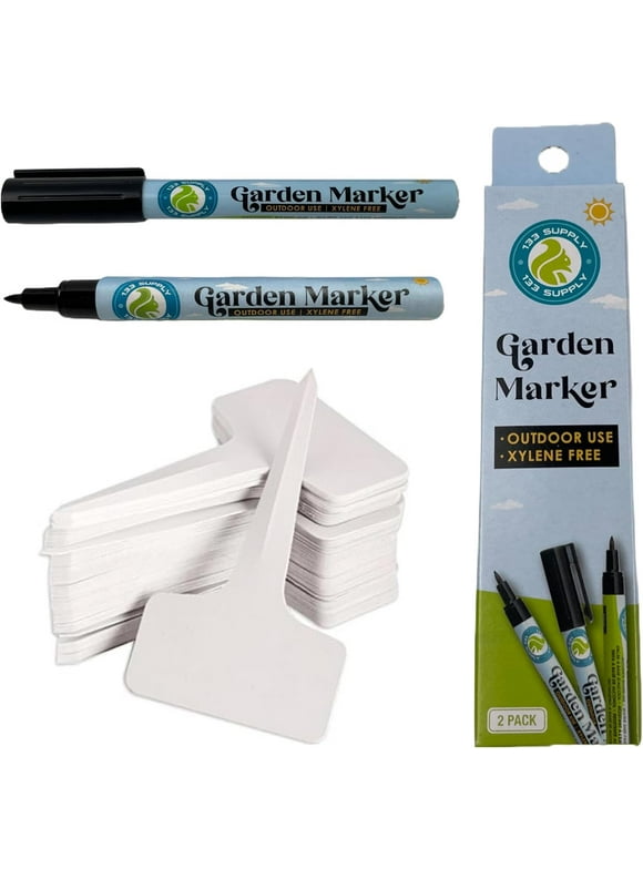 133 Supply -100 Pack T-Type Tags Plastic Plants Labels for Seedlings w/ 2 Pack of Garden Marker Pens