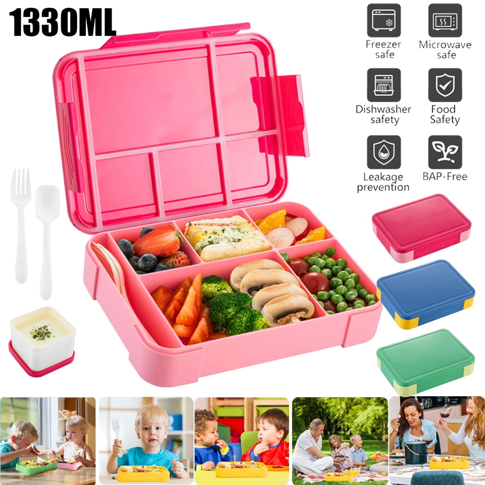 1330ML Bento Box, 6-Compartment, with Utensils, BPA-Free, Dishwasher