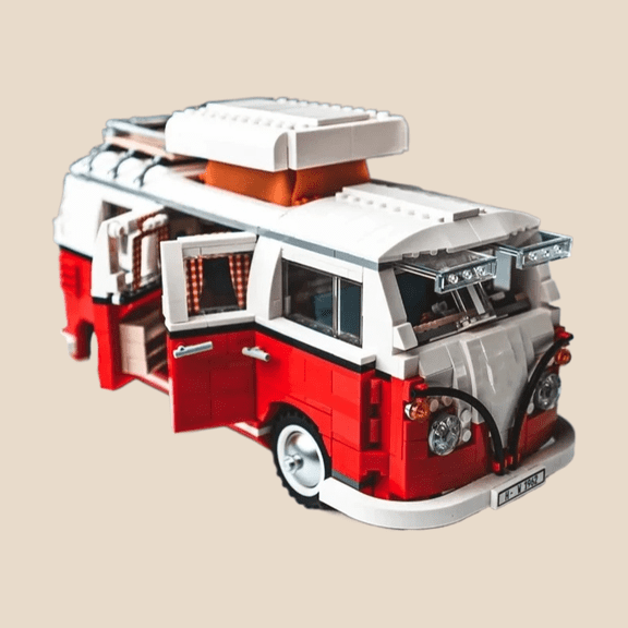 1332pcs Technical T1 Camper Van Bus Car Building Blocks Vehicle Assemble Model Fit MOC  Set Bricks Toys For Boys Girl Gifts