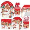 133PCS Christmas Tableware Set Disposable Cutlery Gingerbread Print