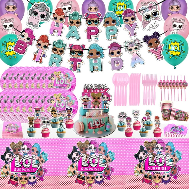 133PCS LOL Theme Party Decorations, Surprise Girl Party Supplies