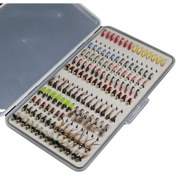 133pcs/Set Ultra-Thin Portable Nymph Scud Midge Flies Kit Assortment with Box Trout Fishing Fly Lures-bass Lures Fishing Gifts for Men$$Sport & Recreation Other