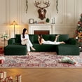 thumbnail image 1 of CHORRO Large Sectional Cloud Couch,U-Shaped Sofa(Green),Modular And Compressed,Three Packages,134 Inches, 1 of 10