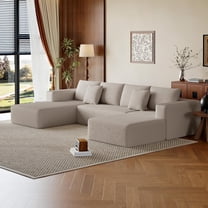 134.6" U-Shaped Modular Sectional Sofa,Boneless Couches for Living Room with Ottoman,No Assembly(Camel)