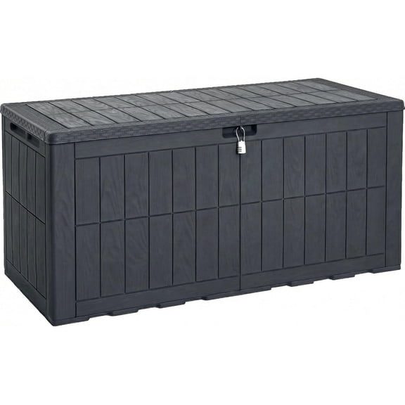 134 Gallon Waterproof Deck Box with Lock and Hydraulic Piston, Dark Gray Bestseling