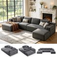 thumbnail image 1 of 134'' Modular Boneless Couch, Lofka Cloud-Like Big Modular Couch with Chaise, Soft Corduroy Fabric Sofa for Large Space, No Assembly Required, Dark Gray, 1 of 13