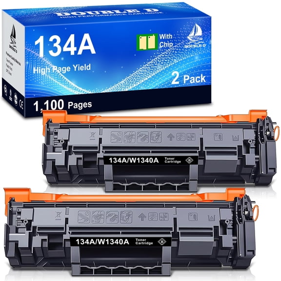 134A W1340A Black Toner Cartridge (with Chip) Compatible for HP 134A 134X W1340A W1340X Toner Cartridge with HP LaserJet Pro M209dw MFP M234dw M234sdw M234sdn Printer Ink (Black, 2 Pack)