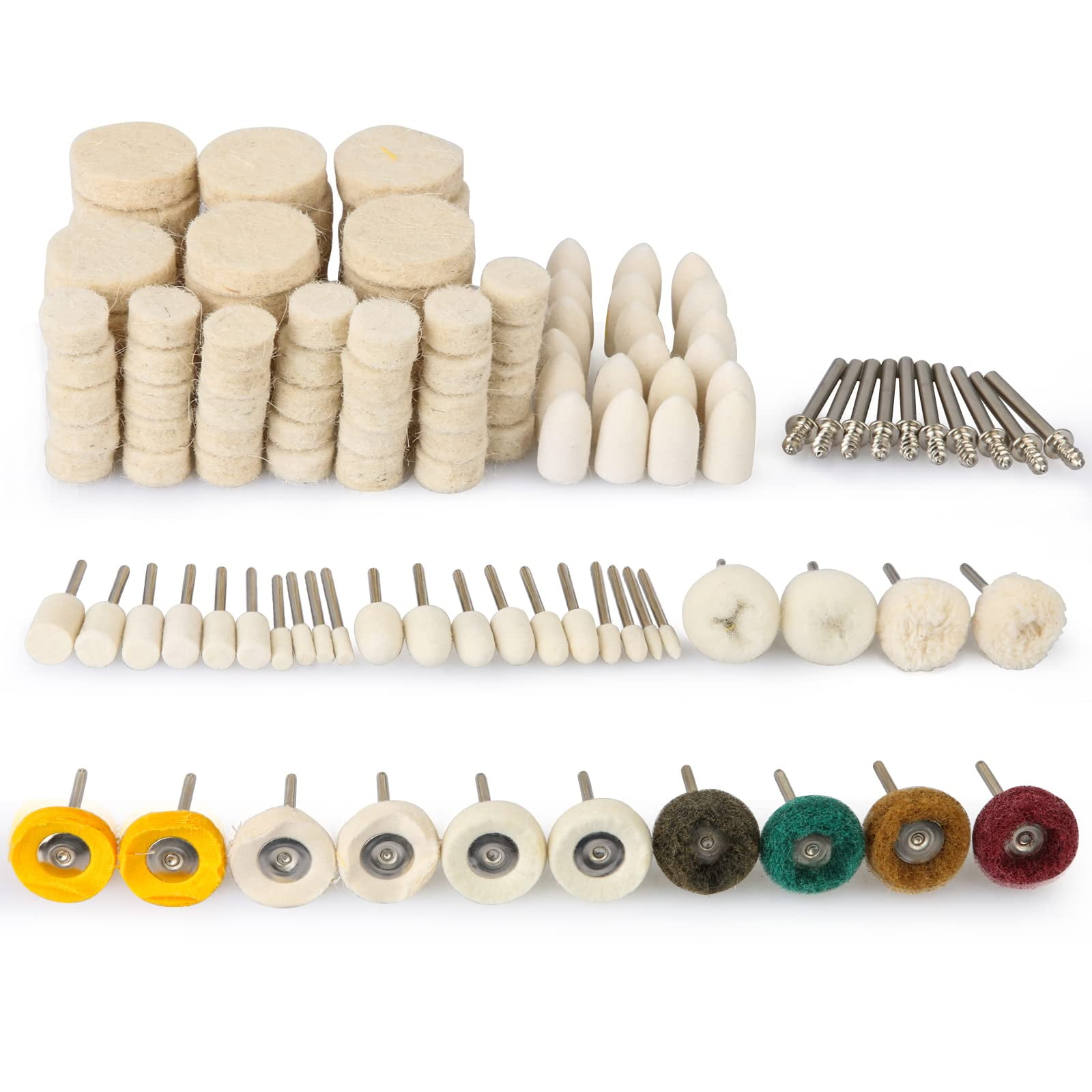 134PCS Polishing Buffing Wheel for Dremel Polishing Kit, Wool Felt