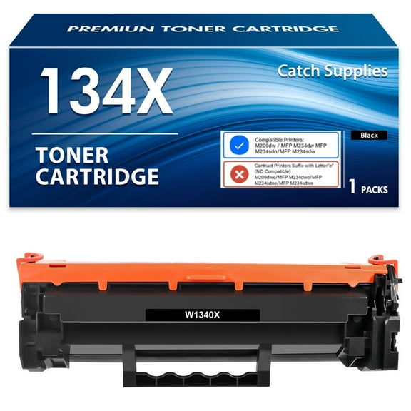 134X 134A 1-Pack Toner Cartridge (with Chip) Compatible for HP 134X W1340X 134A W1340A Toner for HP LaserJet M209dw MFP M234dw M234sdn M234sdw Printer Ink Black