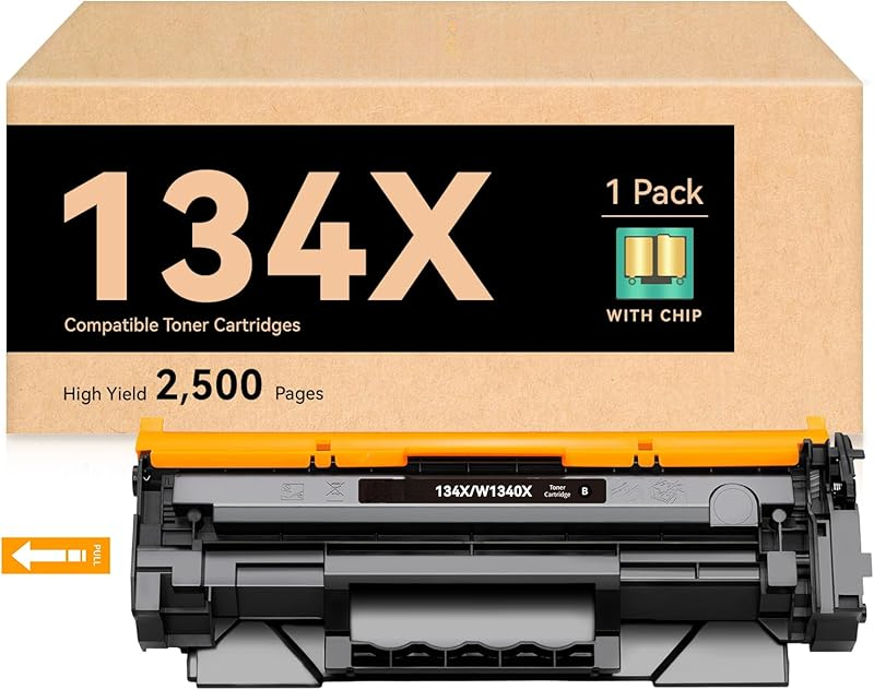 Hp 134 Ink 134X Black Toner Cartridges (with Chip) Replacement for HP 134X W1340X ...