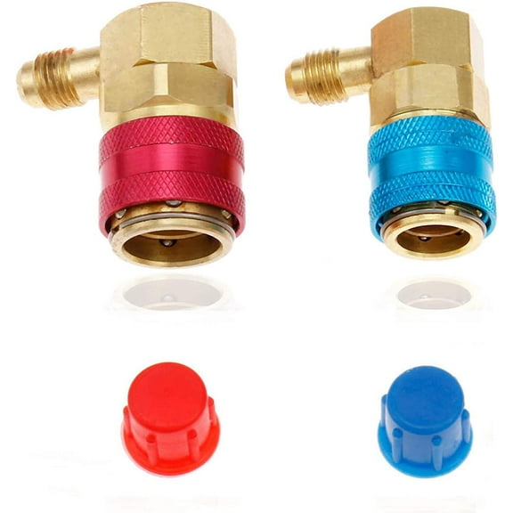 134a Quick Coupler, AC R134a Adapter Fittings Quick Connector, 1/4" SAE Male Flare High/Low A/C Freon Manifold Gauge Hose Conversion Kit