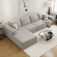 thumbnail image 1 of 135.4" Cloud Sectional Couch with L-Shape Chaise,Modern Modular Sofa for Living Room,No Assembly Required,(Grey,Left Facing Chaise), 1 of 7