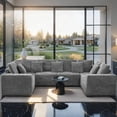 thumbnail image 1 of 135.5" Modular Sectional Sofa, Gray U-Shaped Sofa 6-Seater Bonouch with Reversible Chaise, Corduroy Fabric Couch for Living Room & Bedroomeless Cloud C, 1 of 8