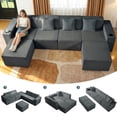 thumbnail image 1 of SEENYOO 133.8" Cloud Couch,Boneless Sectional Sofa for Living Room,Grey U Shaped Couch with Chaise,6-Seater,Corduroy Fabric,Freely Configurable Layout, 1 of 9