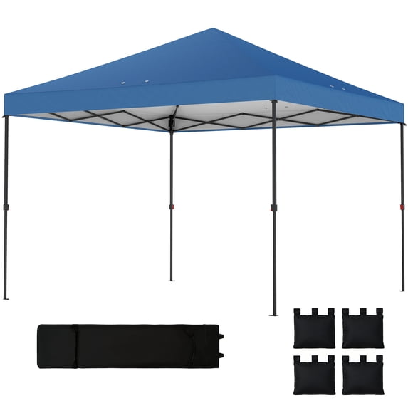 135.8" L x 118.1" W Pop Up Canopy Tent, 1-Min Setup, UPF30+ Waterproof 210D Oxford, Foldable Portable with Carry Bag,Dark Blue