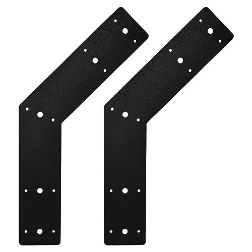 135 Degree Angle Bracket (2 pc) Powder Coated 3mm Structure Steel Plate for Pergola, Truss, and Frame as Joining Plate, Mending Plate, Gable Plate, and Corner Bracket.,black (135angleplate)