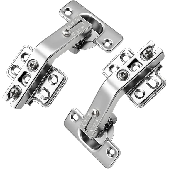 135 Degree Cabinet Hinges, Lazy Susan Hinge for Corner Cabinets, Hidden Hinges for Kitchen Folded Doors - 3D Adjustment, Cupboard Hinge Replacement, Brushed Nickel 1 Pair