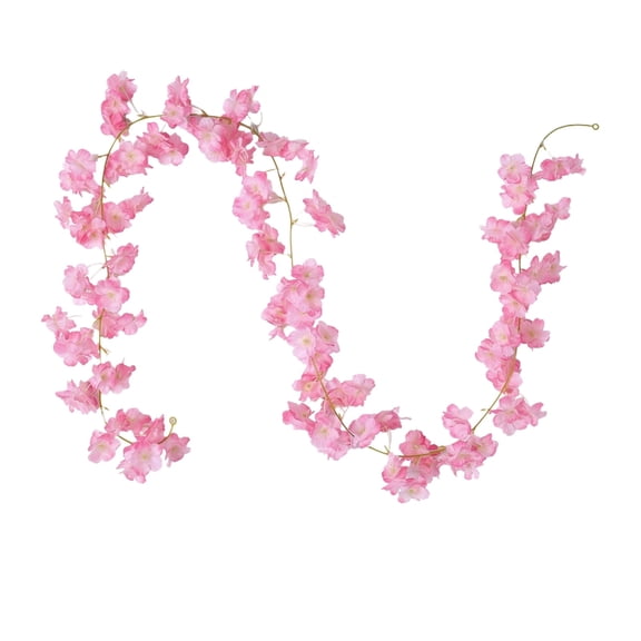 135 Heads Pink Artificial Cherry Blossom Garland, 6Ft Faux Sakura Fake Flower Vine for Wedding Home Party Floral Decor