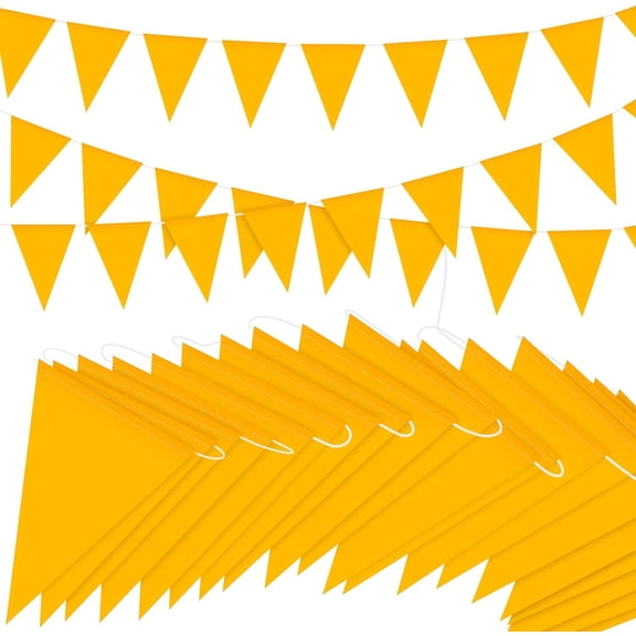 135 Pcs 295 ft Pennant Banners Flags Reflective Yellow Safety String PVC Perimeter Marking Flags Caution Barricade Windproof Waterproof Rooftop Flagging for Marker Construction