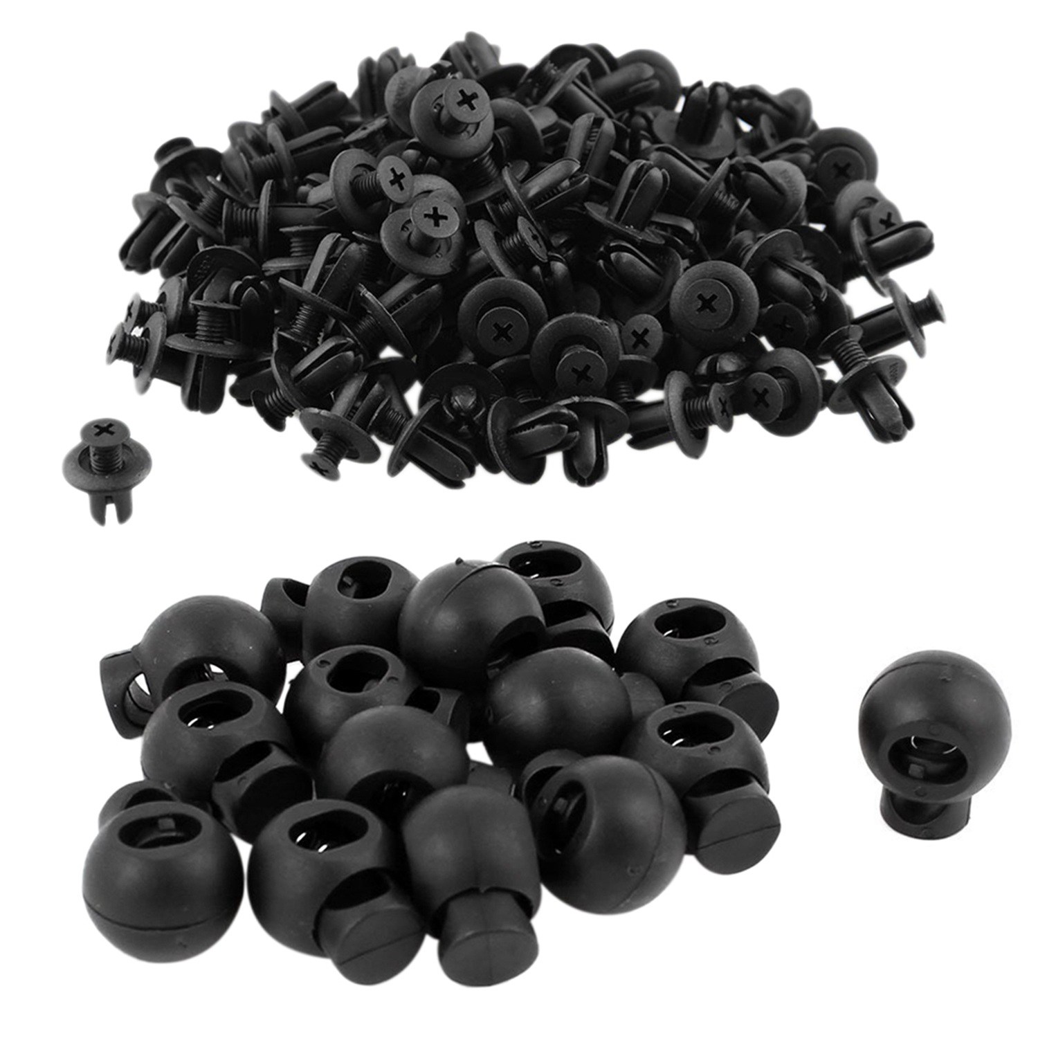 135 Pcs Accessories: 15 Pcs Adjustable Round Toggle Spring Loaded Rope ...