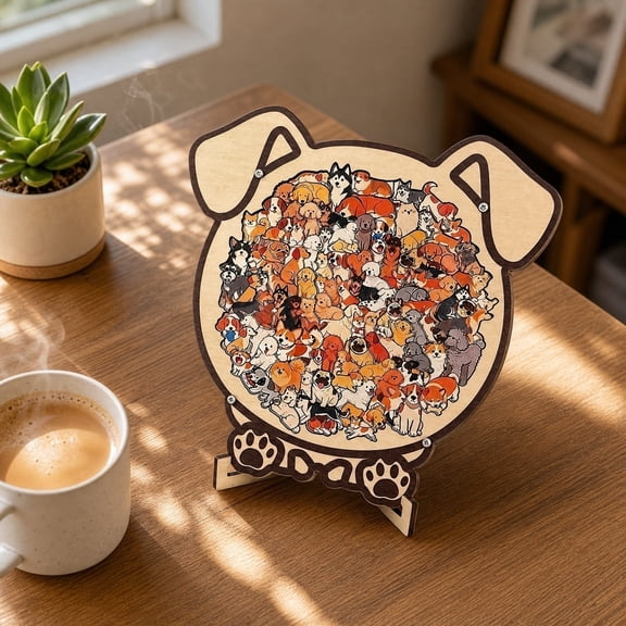 135 Pcs Cat Jigsaw Puzzles, Wooden Cat Shaped Jigsaw Puzzles with Stand and Acrylic Cover, Cute Cats Animal Puzzle Home Decor Gift for Adults Cat Lovers