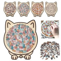 135 Pcs Morandi-Colored Cat Shaped Wooden Jigsaw Puzzle, Cute Wooden Cats Puzzle for Adults, Decorative Cat-Shaped Gift for Home & Gift.