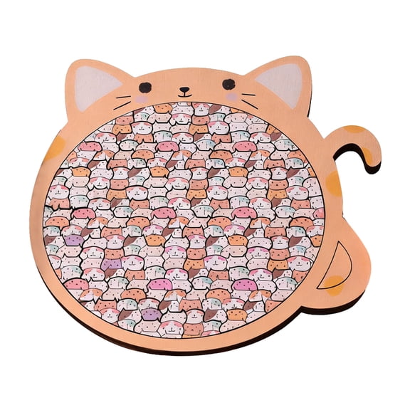 135 Pcs Premium Wooden Cat Shaped Puzzle Macaron & Morandi Colored with Protective Cover Cute Themed Adult Puzzle for Leisure Ideal Gift for Cat Lovers