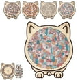 thumbnail image 1 of 135-Piece Mailard/Macaron/Wooden/Morandi-Colored Cat Shaped Wooden Jigsaw Puzzle for Adults, Cute Animal Cats Decorative with Adorable Cats Outlines Framed and Acrylic Cover, Home Decor & Gift, 1 of 7
