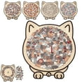 thumbnail image 1 of 135-Piece Mailard/Macaron/Wooden/Morandi-Colored Cat Shaped Wooden Jigsaw Puzzle for Adults, Cute Animal Cats Decorative with Adorable Cats Outlines Framed and Acrylic Cover, Home Decor & Gift, 1 of 7