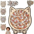 thumbnail image 1 of 135-Piece Morandi-Colored Cat Shaped Wooden Jigsaw Puzzle, Detailed Cat-Themed Pieces, 3D Cats Wooden Jigsaw Puzzle, Unique Irregular Pieces, for Cats Lovers or Puzzle Fans, 1 of 9